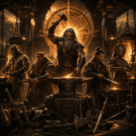 Blacksmiths_ Mythical Blacksmiths working the forge