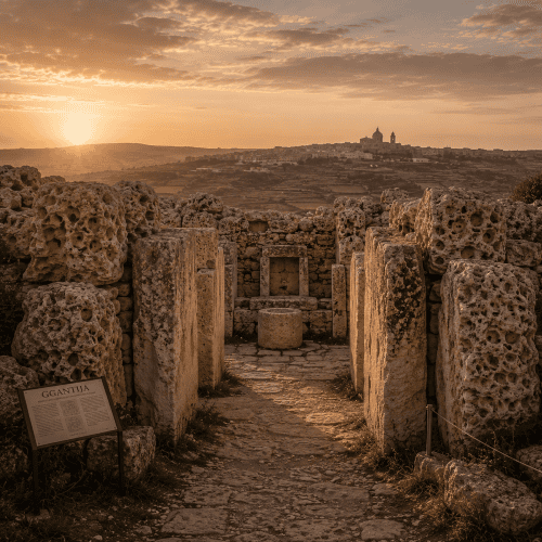 Ġgantija Temples, Gozo, Malta. Authentic UNESCO archaeological site