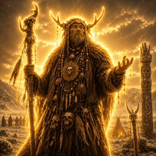 Underworld god Nga in the Siberian landscape