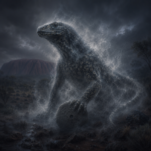 Ngintaka, the giant ancestral perentie lizard from Pitjantjatjara mythology.