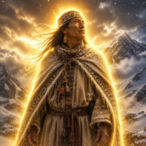 Khuno, the ancient Aymara deity of snow and storms, represented as an embodied divine being in the high Andes.