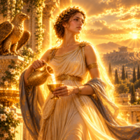 Hebe, the Greek goddess of youth, holding a ceremonial nectar cup